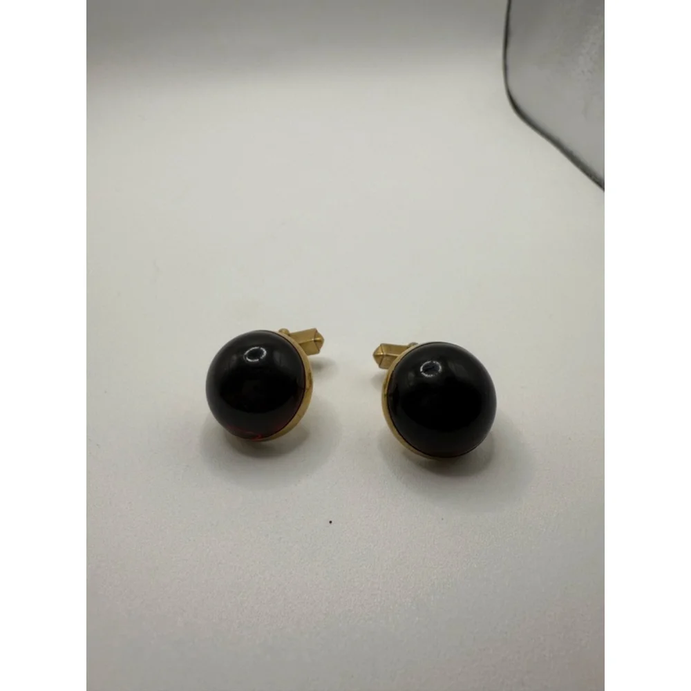 Men's Swank One Size Burgundy Gold Tone Cuff Links